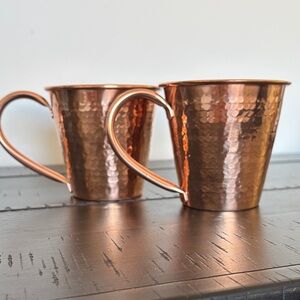 NWOT. Elegant Hammered Copper Mugs Set. Never used.